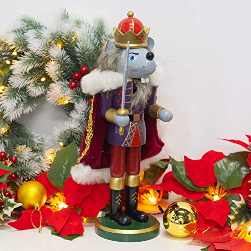 FUNPENY 3 Set Christmas Nutcrackers Figures, 7 Inch Handmade Wooden Mouse King Soldier and Pirate Traditional Nutcracker Decorations for Fall Festive Christmas Desktop Collectible Decor
