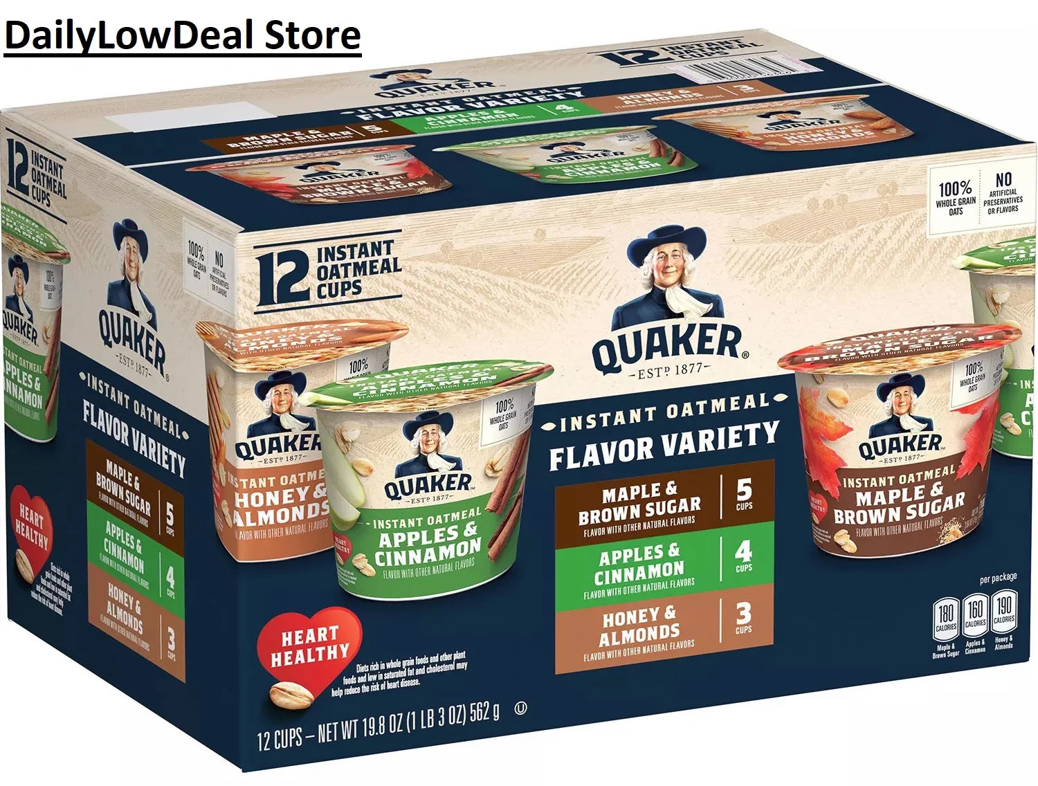 Quaker Instant Oatmeal Express Cups Heart Healthy Variety Pack (1.68 oz 12 pk)