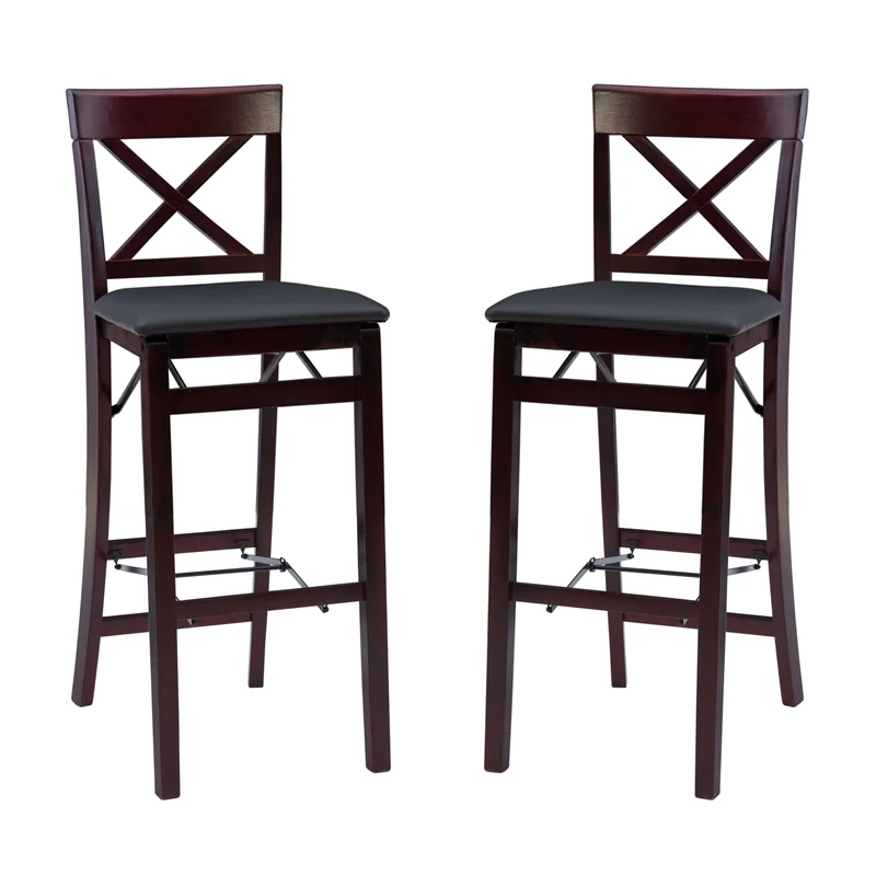 Linon Triena X Back Folding Bar Stool, 30 inch Seat Height