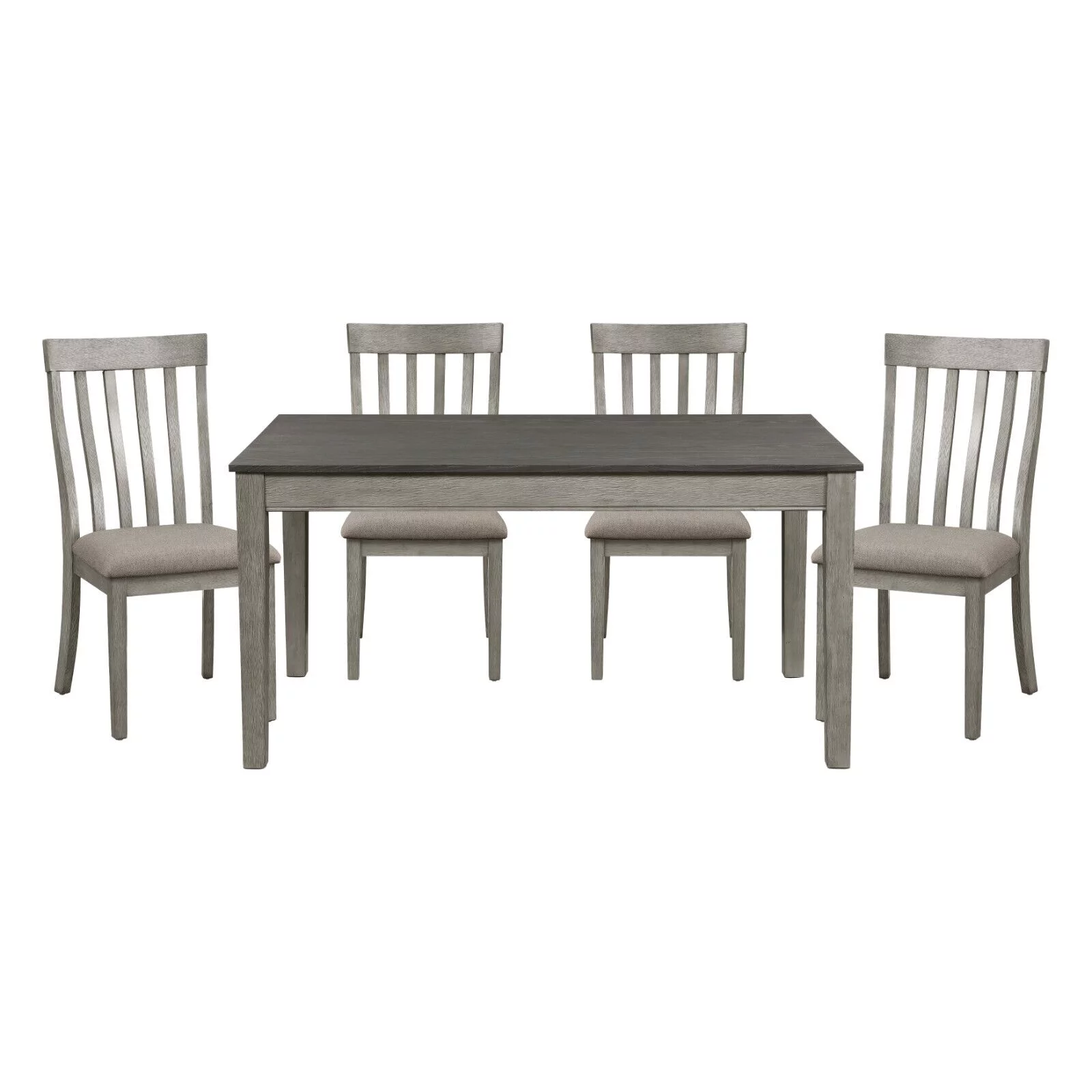 Light Gray Finish Modern 5pc Dining Set Drawers Table 4x Side Chairs Wooden Set Casual Style Furniture