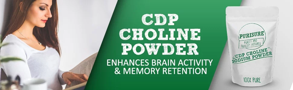 Purisure CDP Choline Powder, 50g, Brain Supplement, Reduces Mental Fatigue, 200 Uses