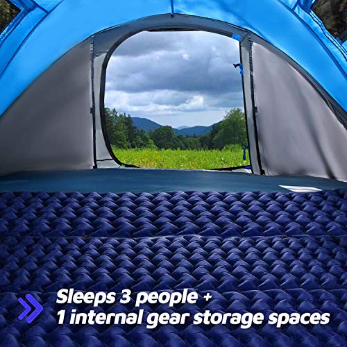4 Person Easy Pop Up Tent,9.5’X6.6’X52'',Waterproof, Automatic Setup,2 Doors-Instant Family Tents for Camping, Hiking & Traveling