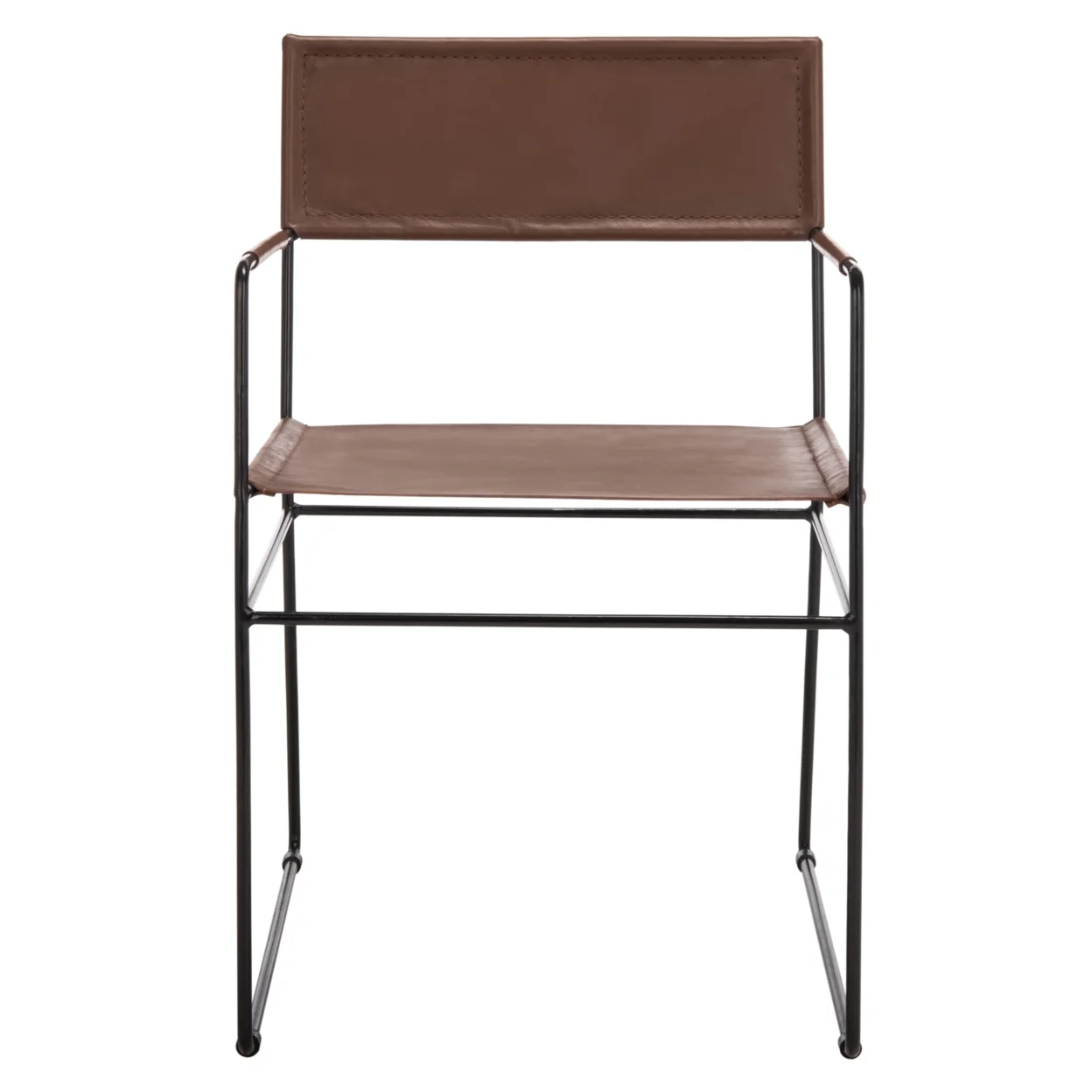 SAFAVIEH Alyx Leather Dining Chair Set of 2 Cognac / Black