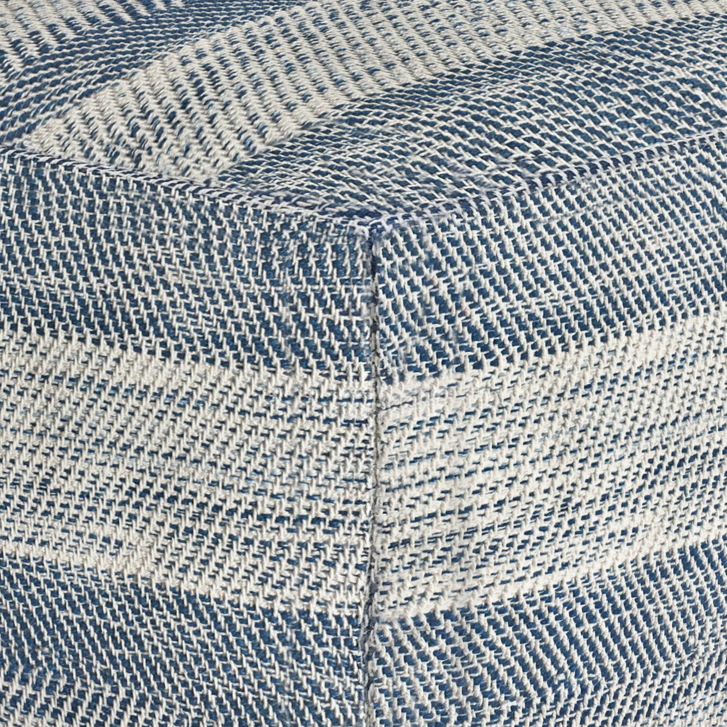 Clay Boho Square Pouf in Patterened Teal Melange Cotton