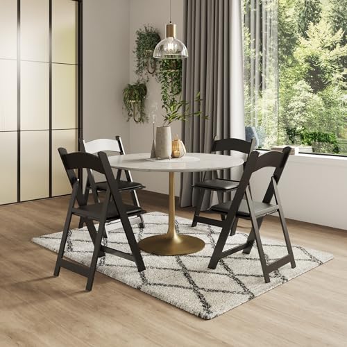 SIMPLEX 4 White Resin Folding Chairs - Comfortable White Foldable Chair - Stackable Chairs with Padded Seats - Indoor/Outdoor Folding Chairs for Events - Lightweight Foldable Chairs (4 Pack)