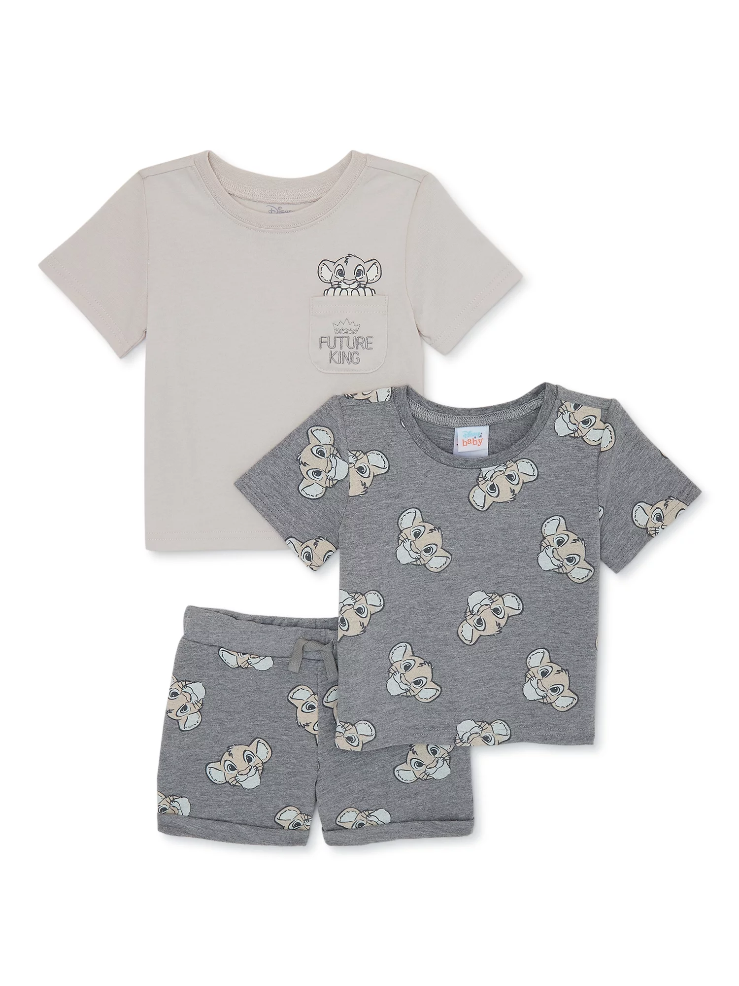 Disney Baby Boy Lion King T-Shirts and Shorts Set, 3-Piece, Sizes 0/3M-24M