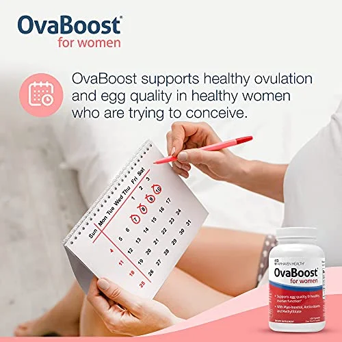 Fairhaven Health Ovaboost with Myo-Inositol, Folate, CoQ10, and Vitamins - Womens Ovulation & Egg Quality - Natural Fertility Supplement (120 Capsules)