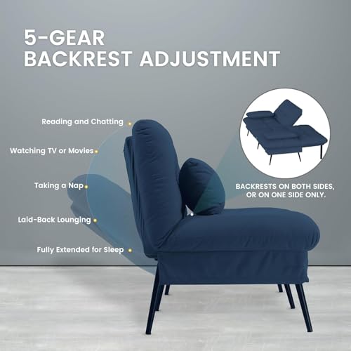 COMHOMA Convertible Sofa Bed,68″Fabric Couch with Adjustable Backrest,Loveseat Recliner Sleeper Living Room Furniture futon Set,Black