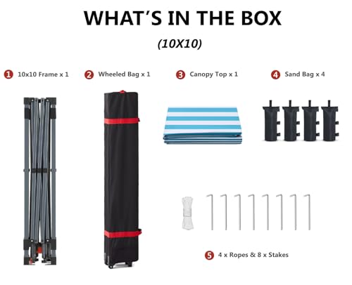 ABCCANOPY Pop Up Canopy - Outdoor Patio Portable Canopy Tent Heavy Duty for Backyard and Deck with 4 Sandbags(White, 10x10)