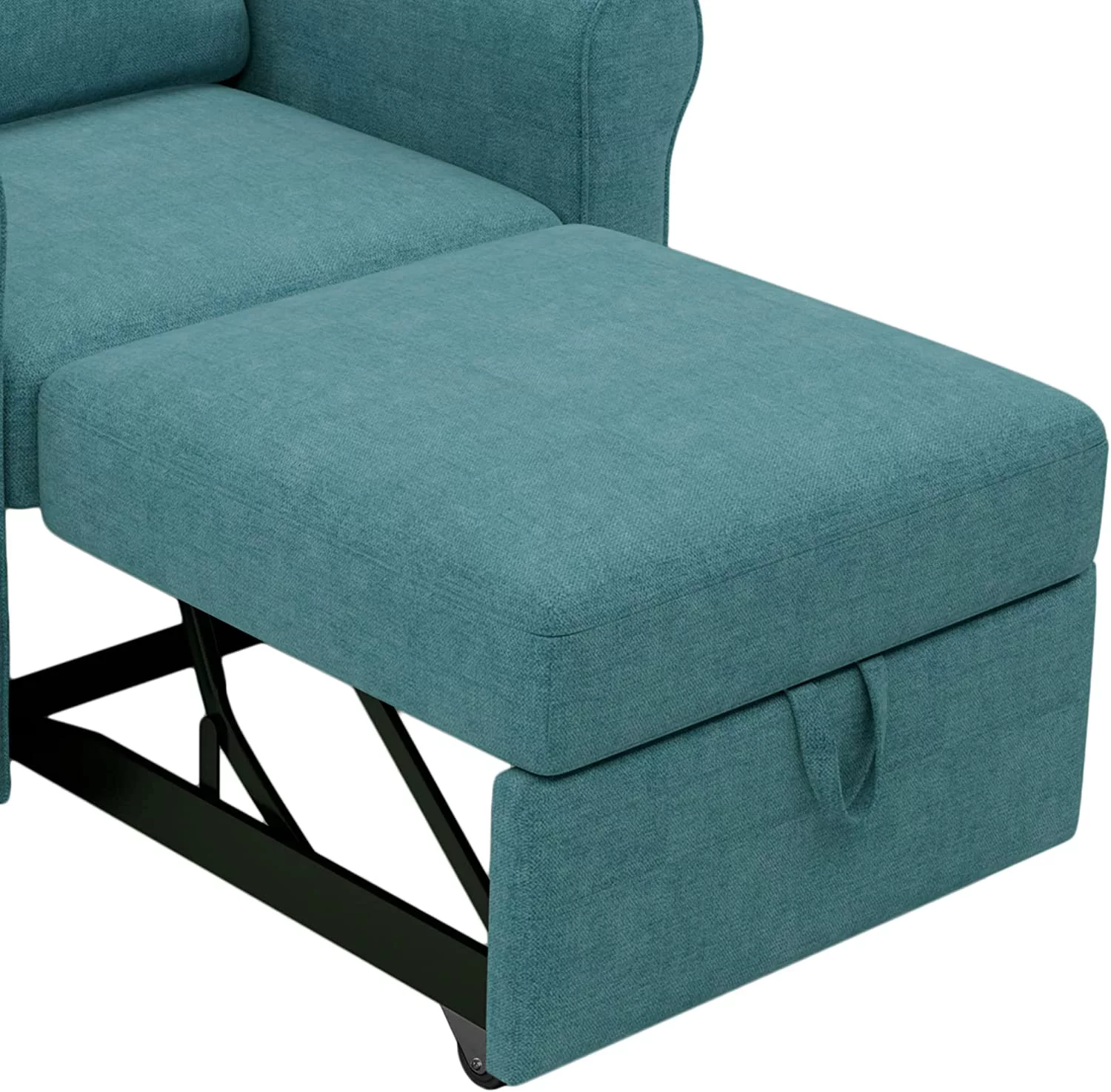 Convertible Sleeper Chair Bed, 3-In-1 Single Chair Bed With Adjustable Backrest, Pull Out Sleeper Chair Futon Sofa Chair, Modern Linen Fabric, Teal