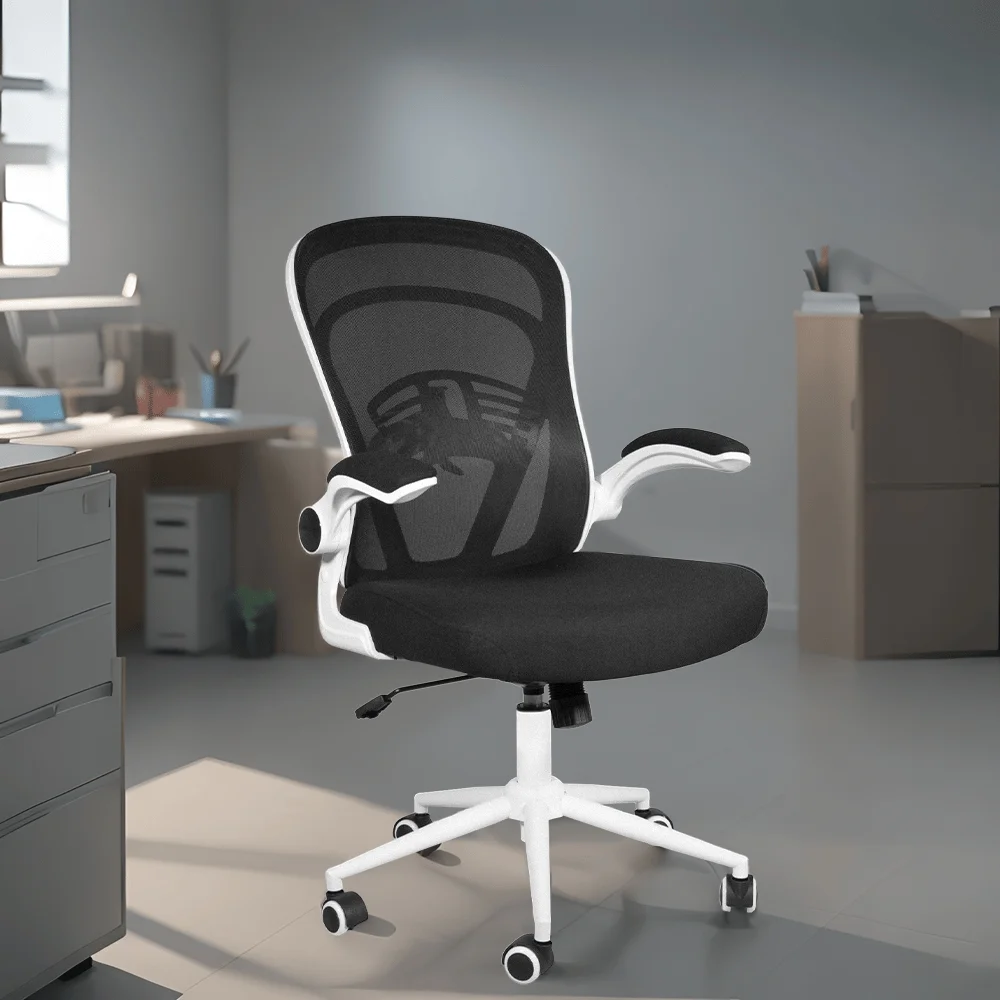 HomeZeer Desk Chairs with Wheels, Recline Office Chair with Adjustable Arms, Ergonomic Mesh Office Chair with 300 lbs, Black/White