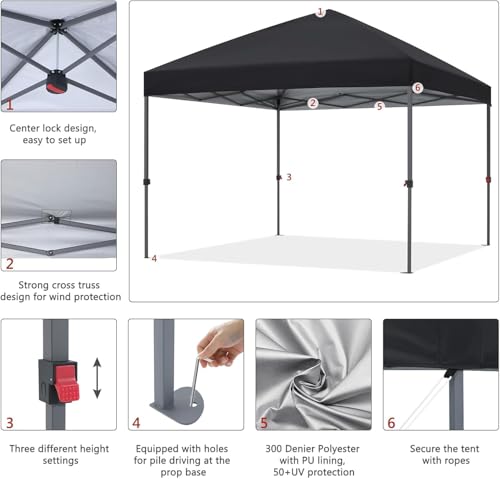 ABCCANOPY Pop Up Canopy - Outdoor Patio Portable Canopy Tent Heavy Duty for Backyard and Deck with 4 Sandbags(White, 10x10)
