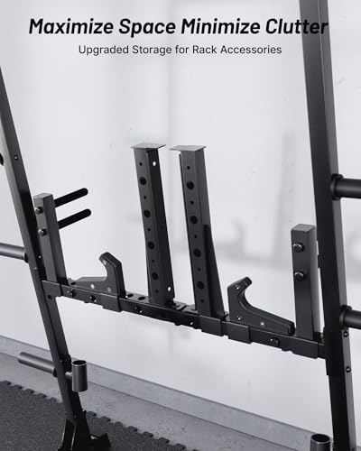 Mikolo Smith Machine, 2200lbs Squat Rack with LAT-Pull Down System & Cable Crossover Machine, Training Equipment with Leg Hold-Down Attachment