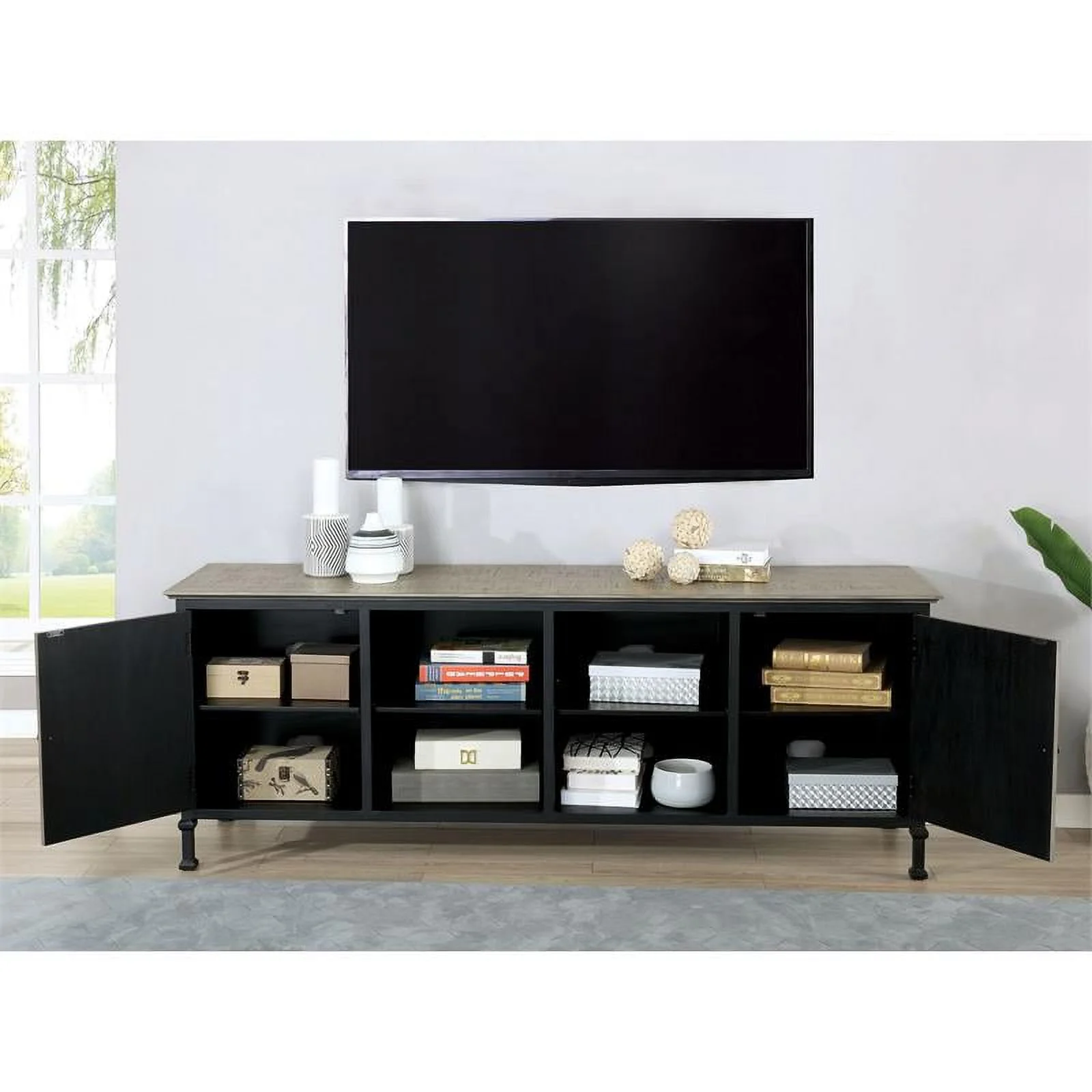 Furniture of America Ronda Industrial Wood 72-Inch TV Stand in Gray