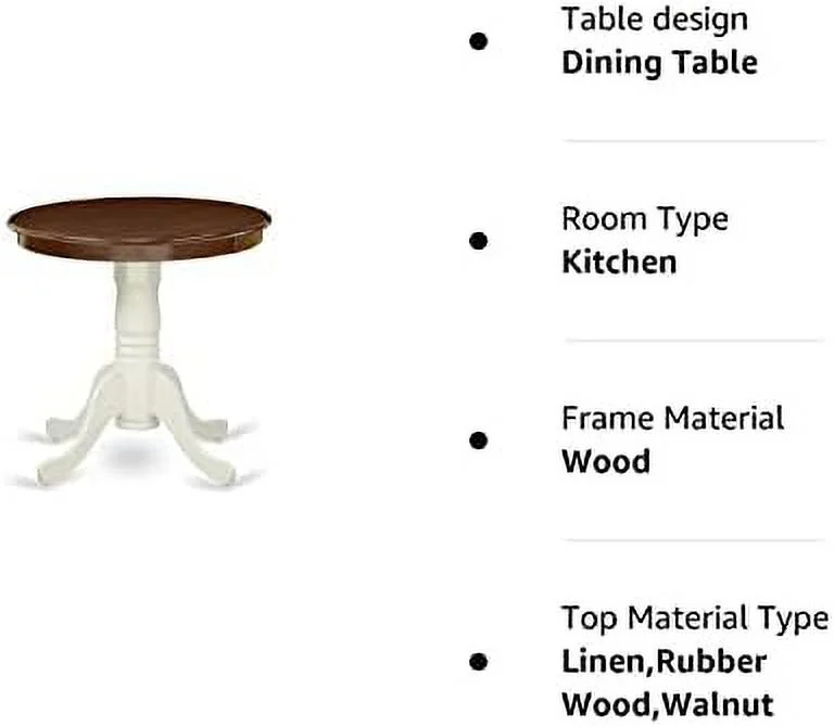 TJUNBOLIFE EMT-BCH-TP Eden Kitchen Dining Table -  Round Solid Wood Table Top with Pedestal Base  30x30 Inch  Black & Cherry