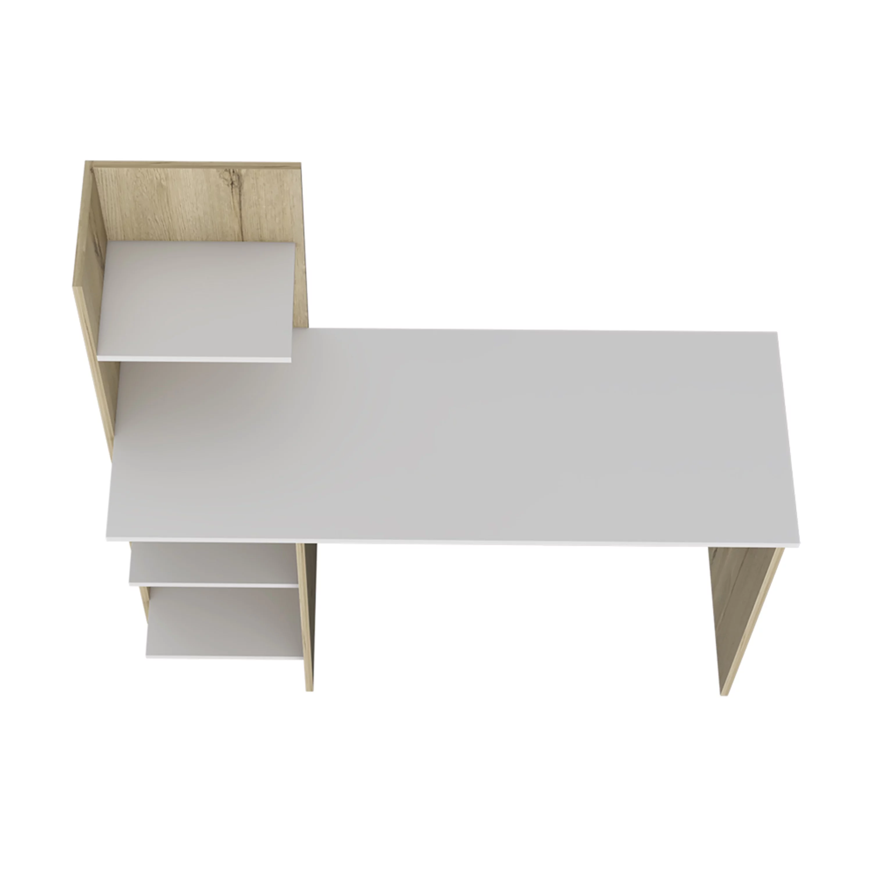 CoSoTower Desk Wichita, Four Shelves, Light Oak / White Finish