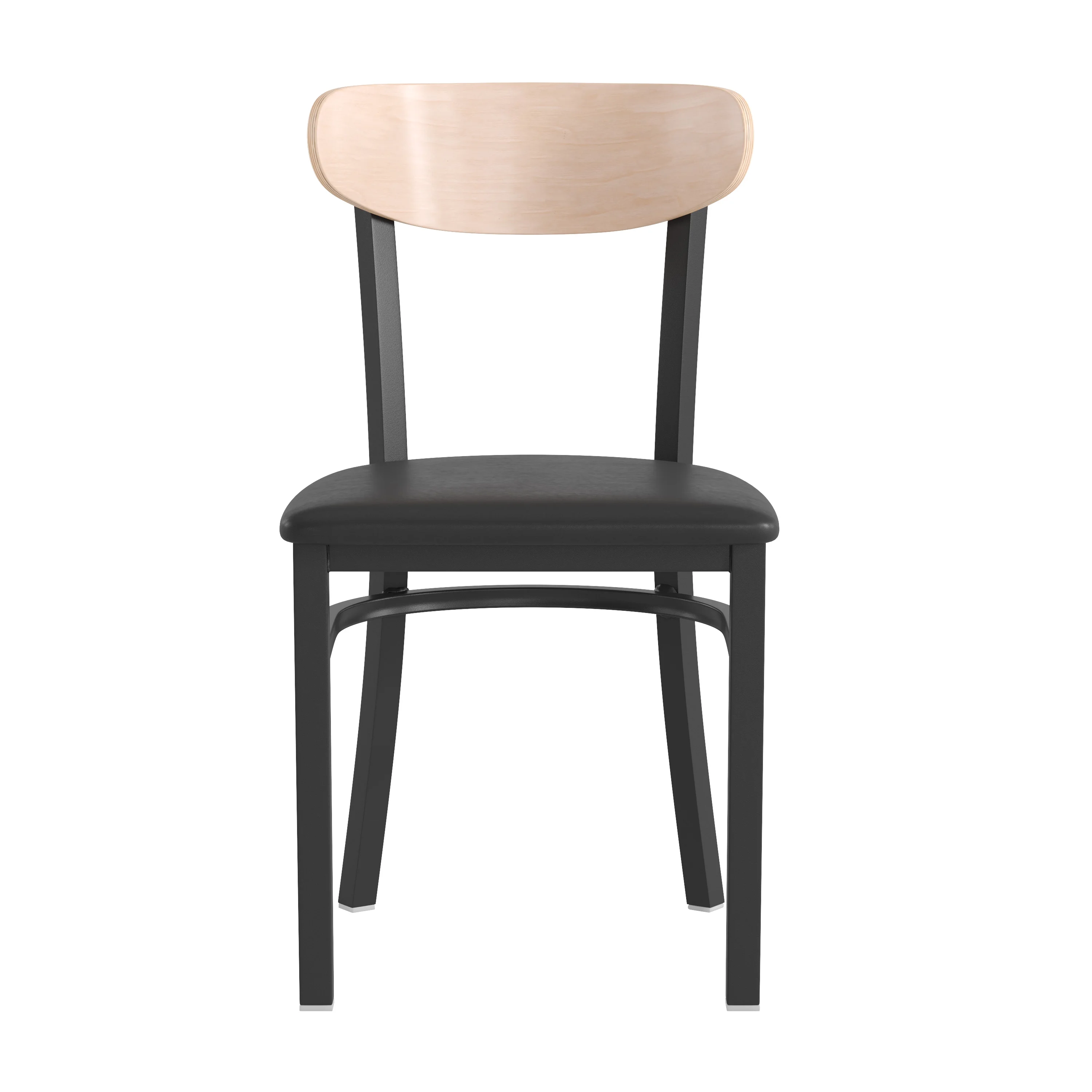 Flash Furniture Wright Metal/Wood Restaurant Chair, Natural Birch/Black