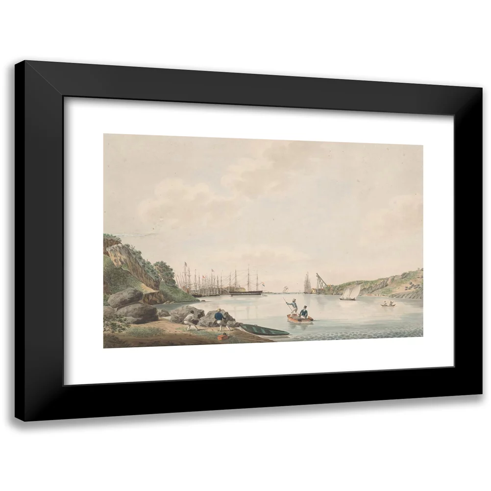 Reinier Frederik baron van Raders 18x13 Black Modern Framed Museum Art Print Titled - View of the Port of Curacao (C. 1825)