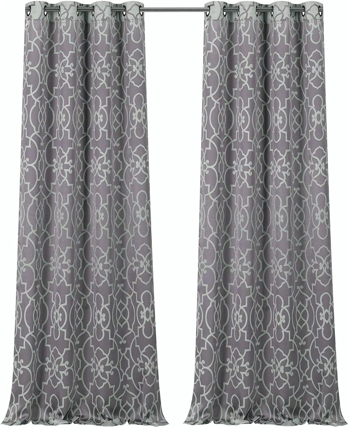 Kate Aurora Living 2 Pack Palladian Lattice Heavy Duty Thermal Room Darkening Curtain Panels - Purple, 84 in. Long