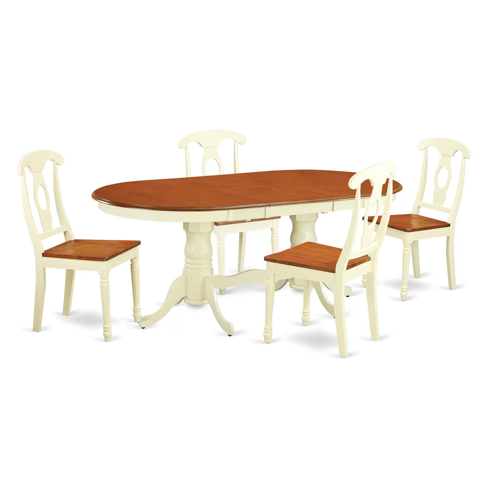 East West Furniture Dining Room Set-Dining Table With Wood Dining Chairs-Finish:Black & Cherry,Number of Items:5,Shape:Oval,Style:Wood Seat