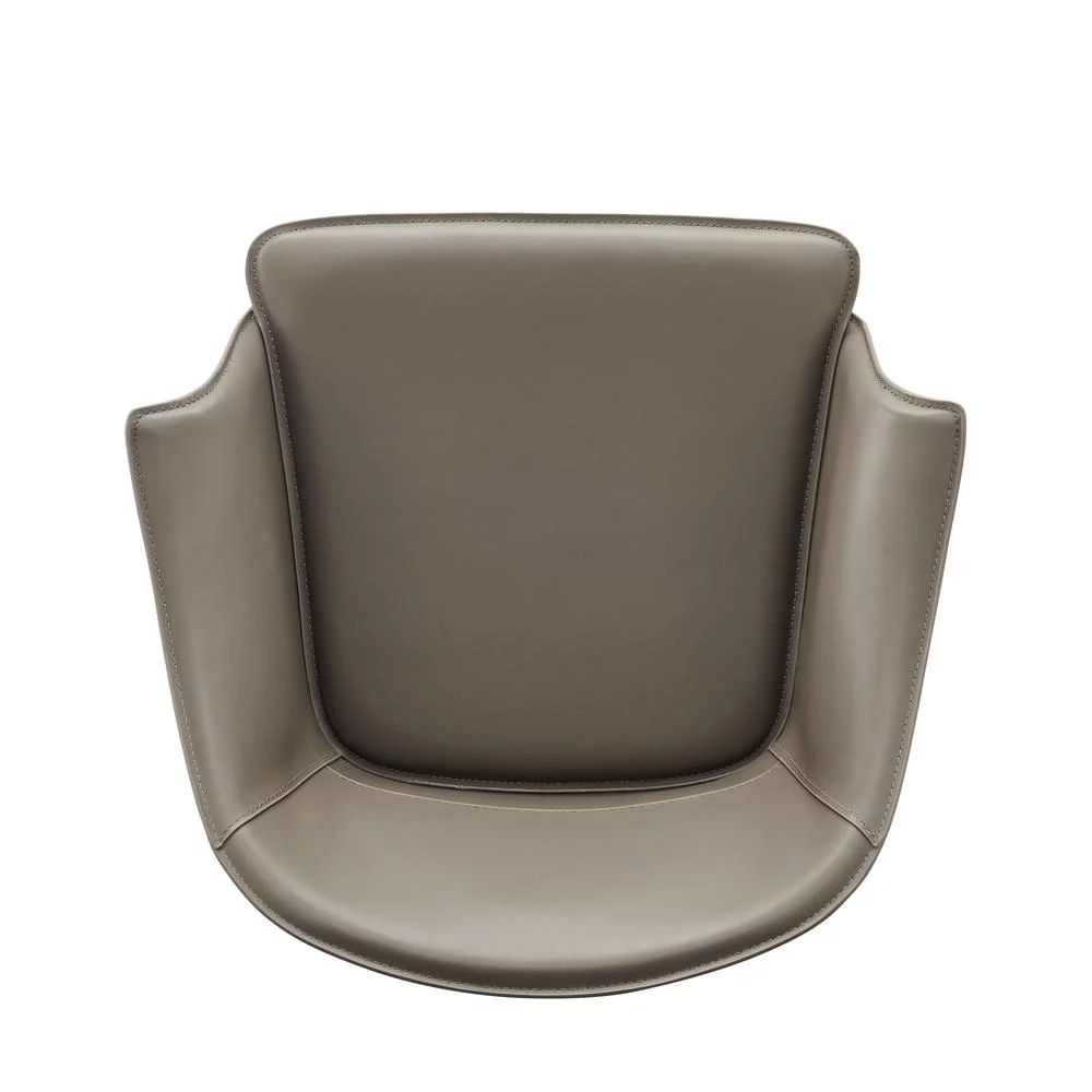 New Pacific Direct Callie Recycled Leather Dining Arm Chair in Light Mocha