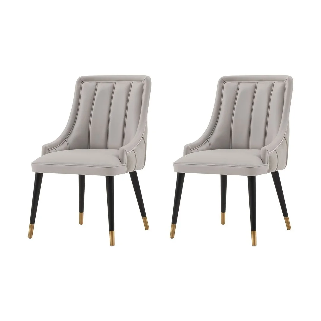 Modern Eda Velvet and Leatherette Dining Chair - Set of 2