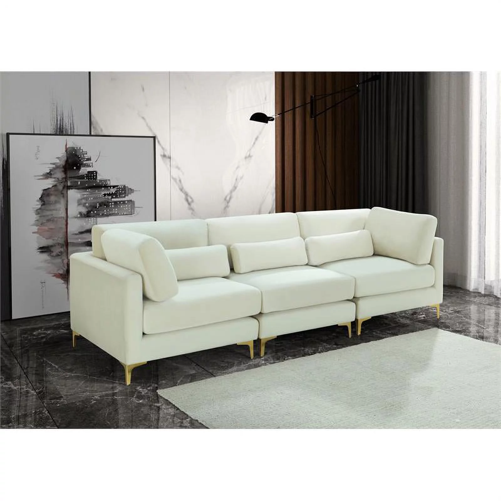 Meridian Furniture Julia Cream Velvet Modular Sofa