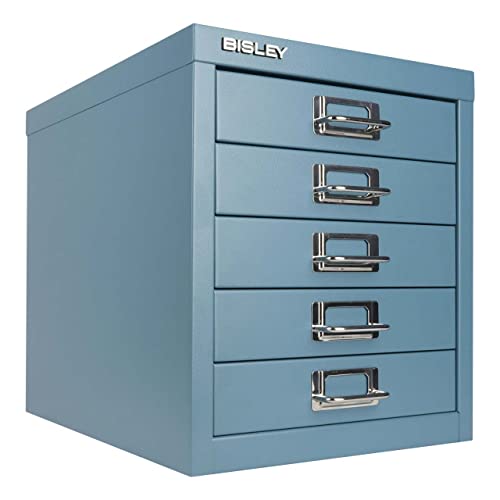 Bisley 10-Drawer Steel MultiDrawer Cabinet - Black, Chrome Pull Handles with Label Holders, Powder-Coated Steel, Removable Drawers, Fits Under Most Desks, Labels Included