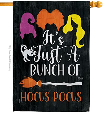 Bunch of Hocus Pocus Banner Home Decor Wall Decorations Fall Flag Witch Trick or Treat Spooky Night Autumn Pumpkin Outdoor Tapestry House Banner Yard Sign Porch Patio Made in USA