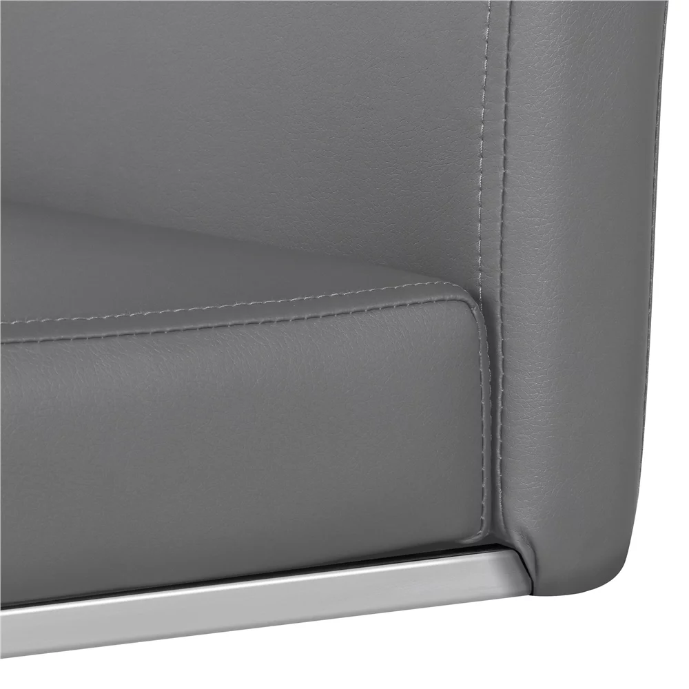 Easyfashion Modern Set of 2 PU Leather Dining Chair, Light Gray