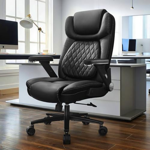 750lbs Big and Tall Office Chair,Heavy Duty Office Chairs,Executive Computer Desk Chair Work Chairs, Thick Padded Strong Metal Base Quiet Wheels, Ergonomic Design for Back Pain