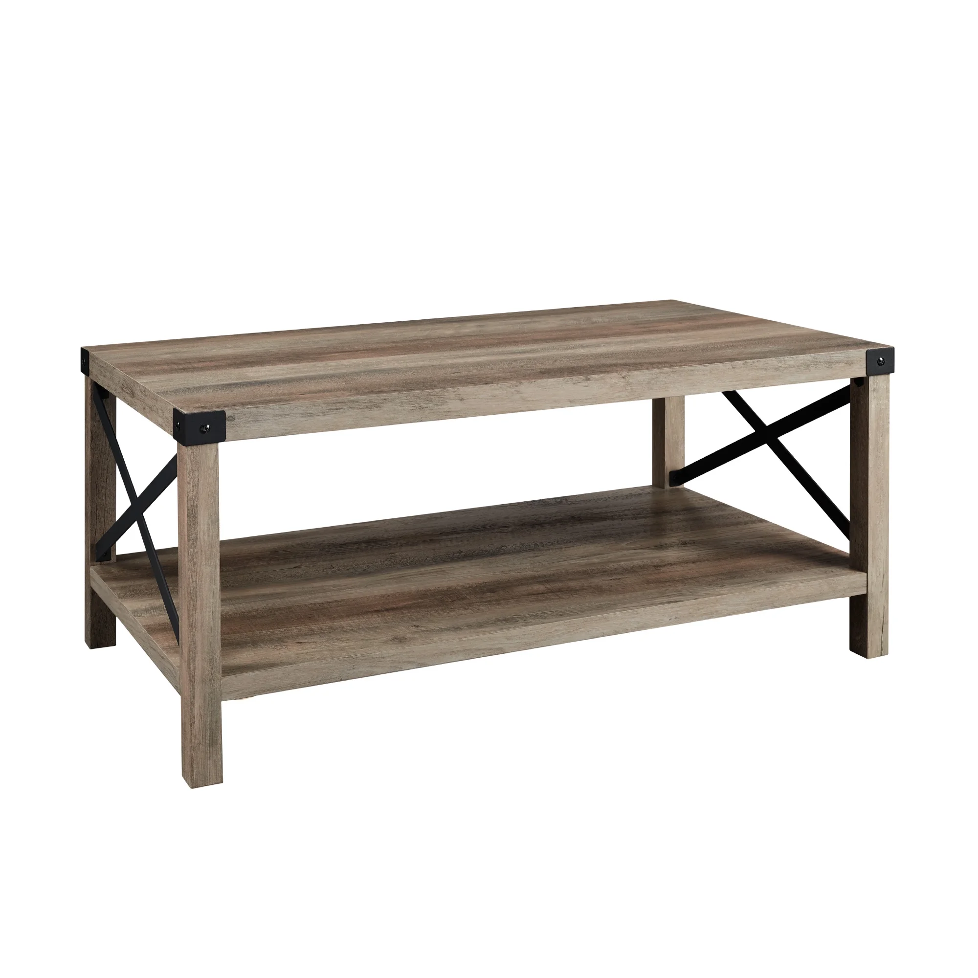 Desert Fields Magnolia Metal X Coffee Table, Gray Wash