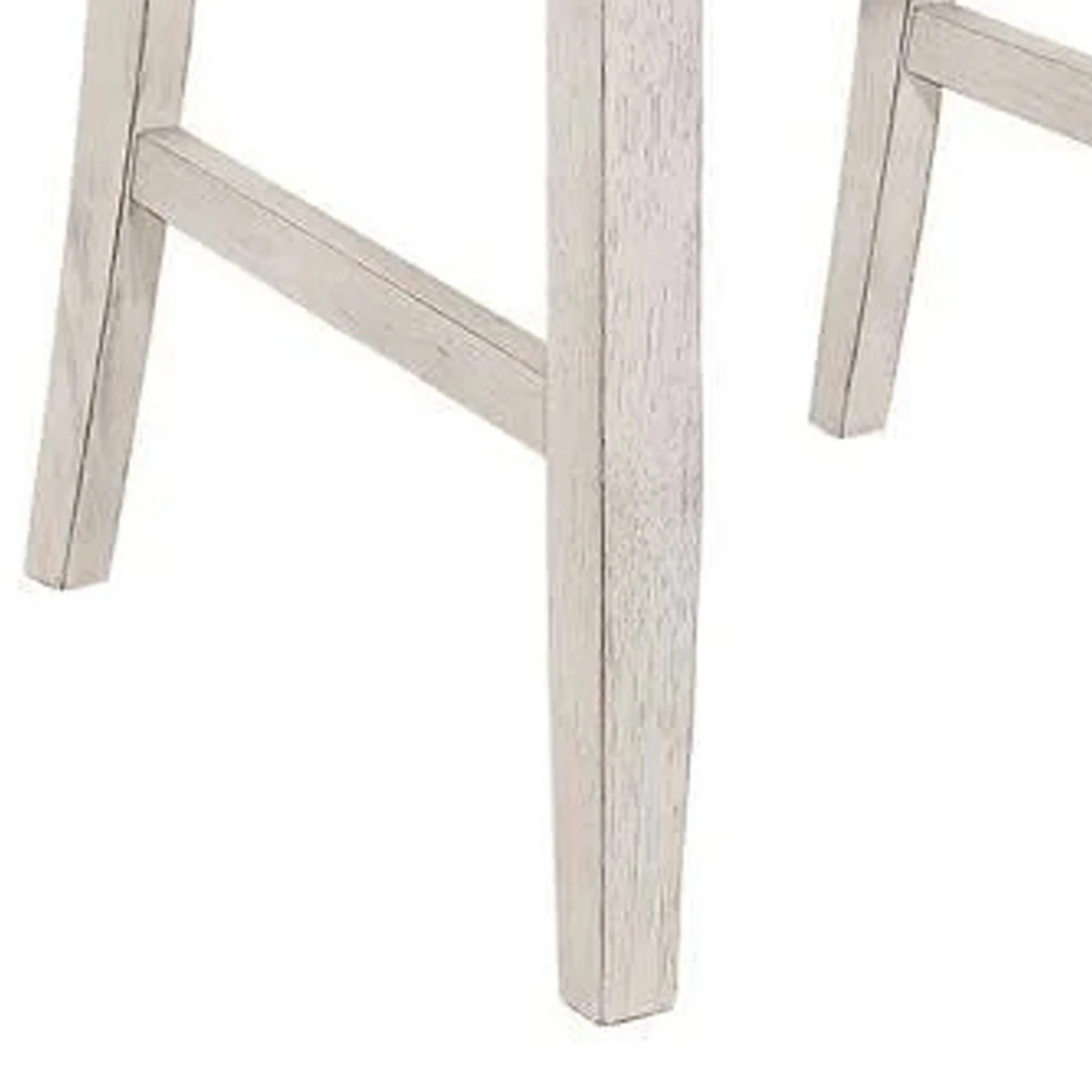 18 Inch Dining Chair, Set of 2, Slatted Back, Antique White Wood Frame