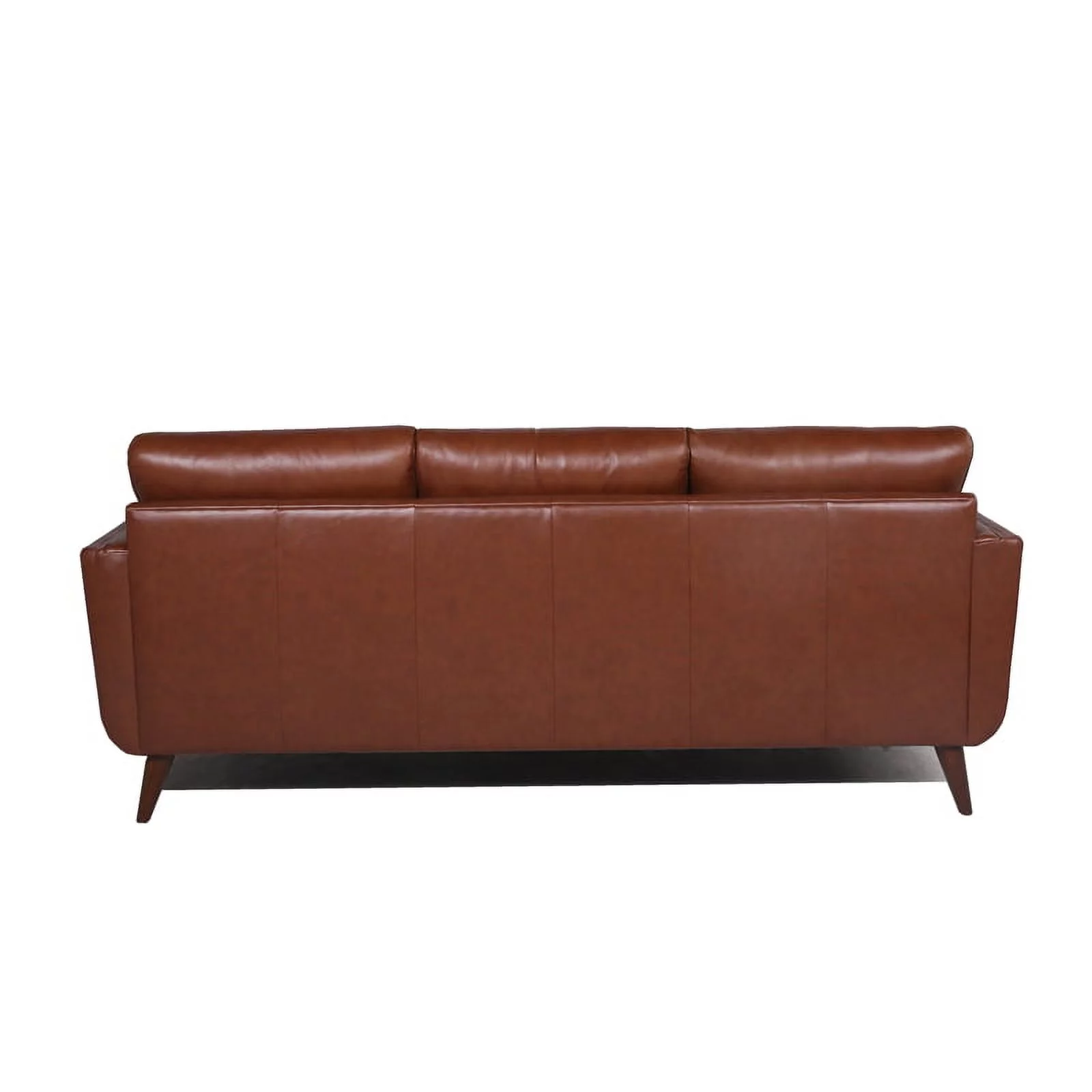 Bowery Hill Mid-Century Leather Sofa in Cobblestone Brown