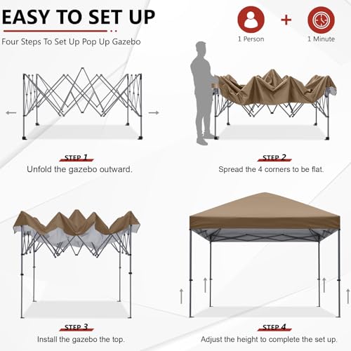 ABCCANOPY Pop Up Canopy - Outdoor Patio Portable Canopy Tent Heavy Duty for Backyard and Deck with 4 Sandbags(White, 10x10)