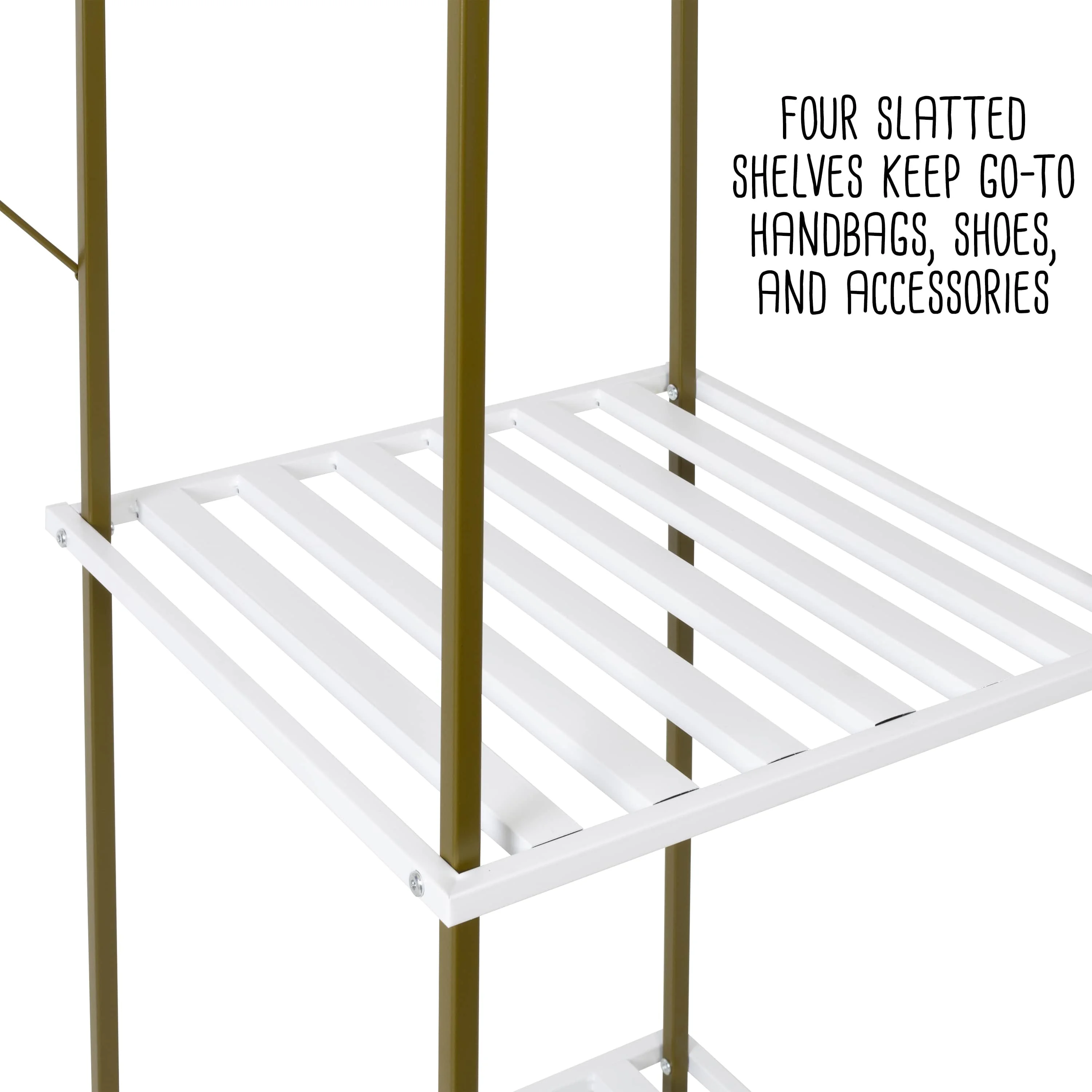 Honey-Can-Do Freestanding Open Metal Closet Wardrobe with 4 Shelves, Olive/White