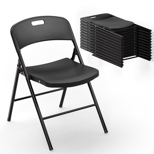 VINGLI Folding Chairs, Plastic Foldable Chair, Capacity up to 350 lbs, Portable Seating for Indoor Outdoor Events Parties Camping Work School Commercail (6, White)