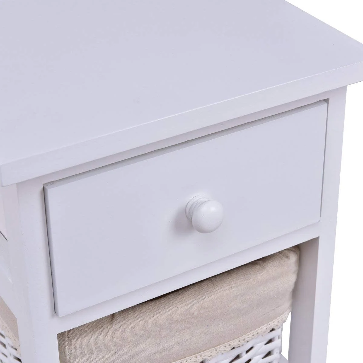 Wooden Bedside Table Nightstand Chest Cabinet Bedroom Furniture Drawer Baskets (1)