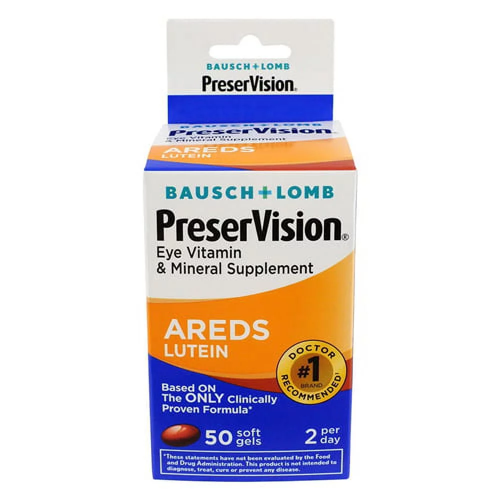 Bausch And Lomb Preservision Eye Vitamin And Mineral Supplements Lutein Softgels - 50 Ea, 2 Pack