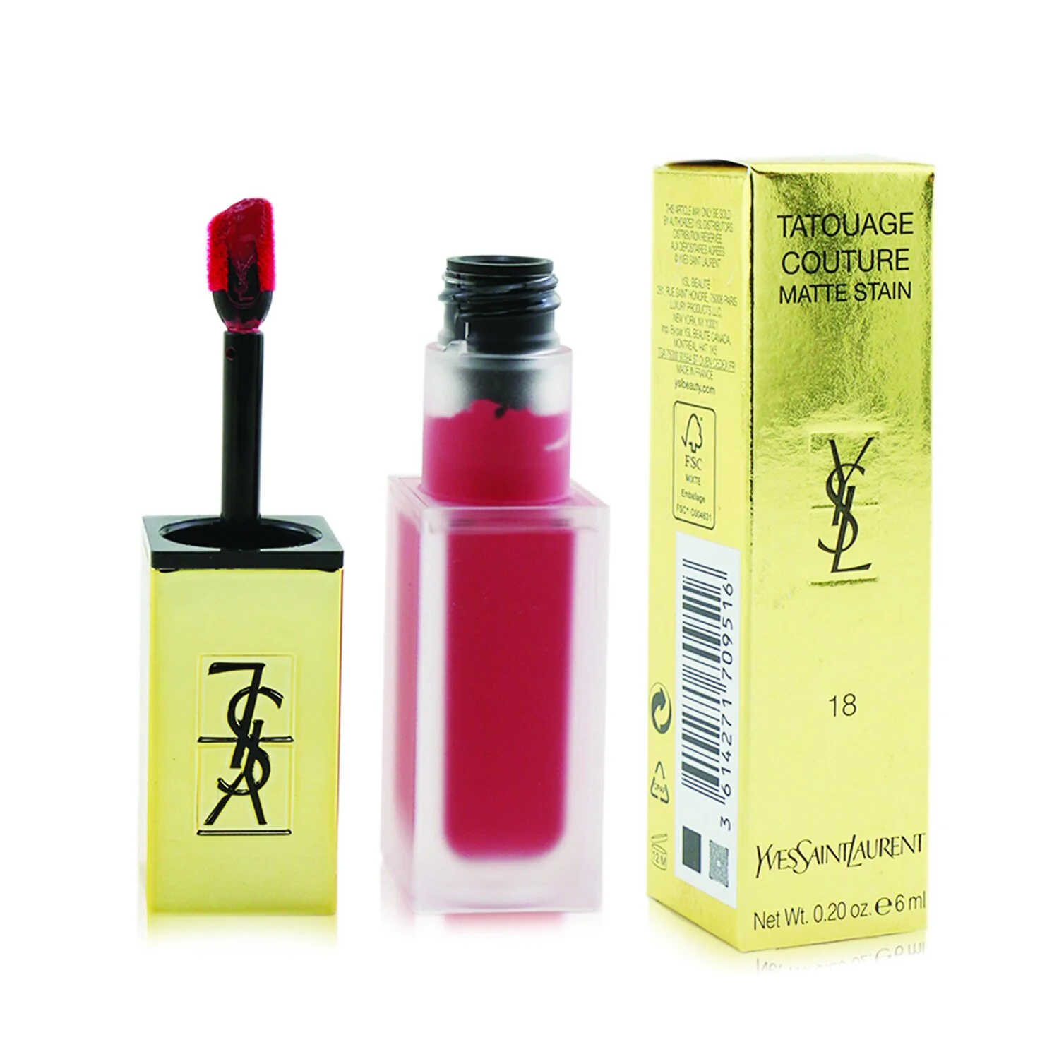 Yves Saint Laurent Tatouage Couture Matte Stain - # 8 Black Red Code (Box Slightly Damaged)  6ml/0.2oz