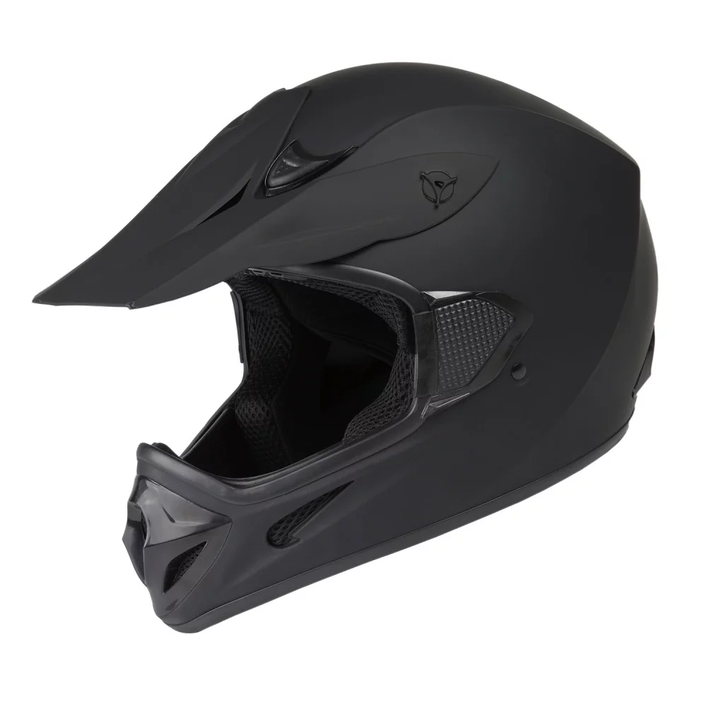 Raider Motocross RX1 Open Face Helmet DOT Approved - Matte Black - XL