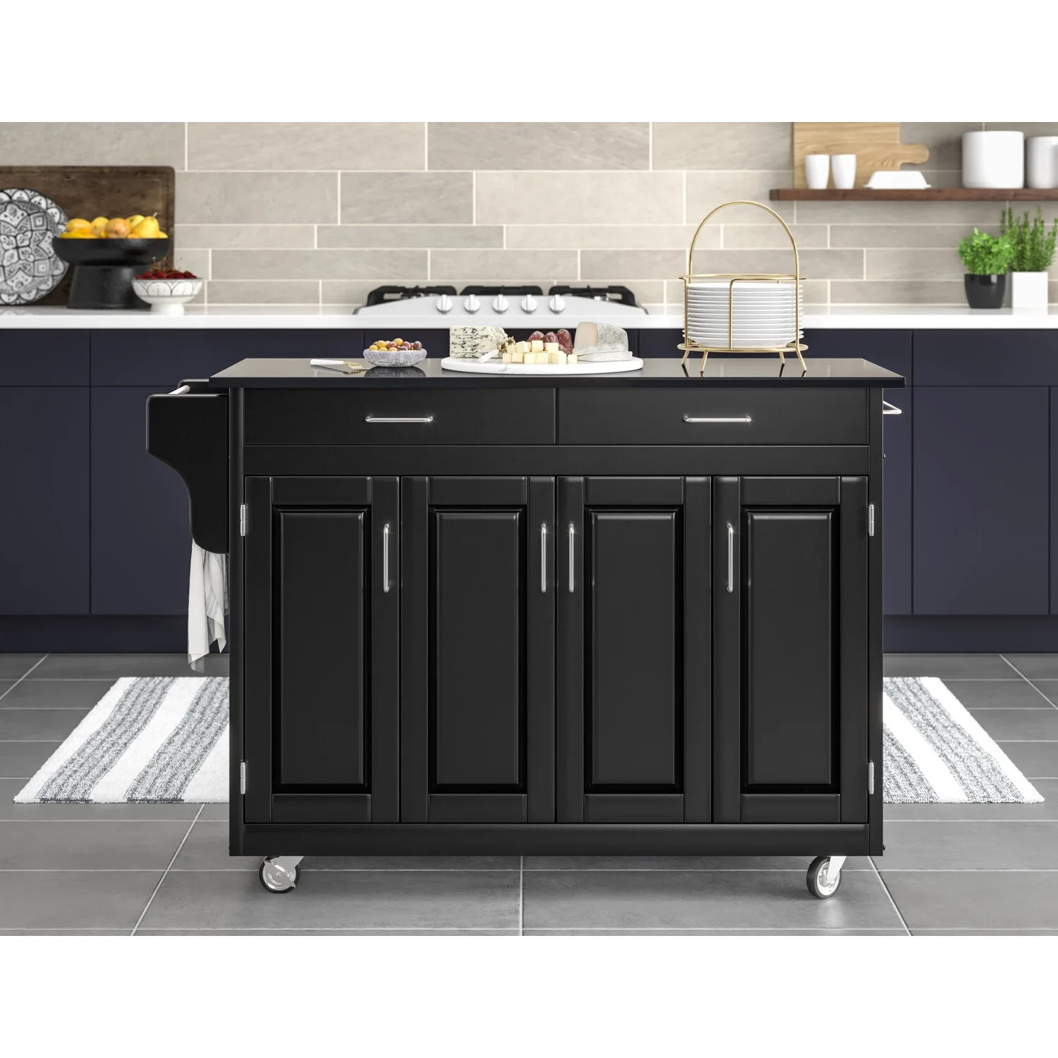 Homestyles Create-a-Cart Wood Rolling Kitchen Cart in Black