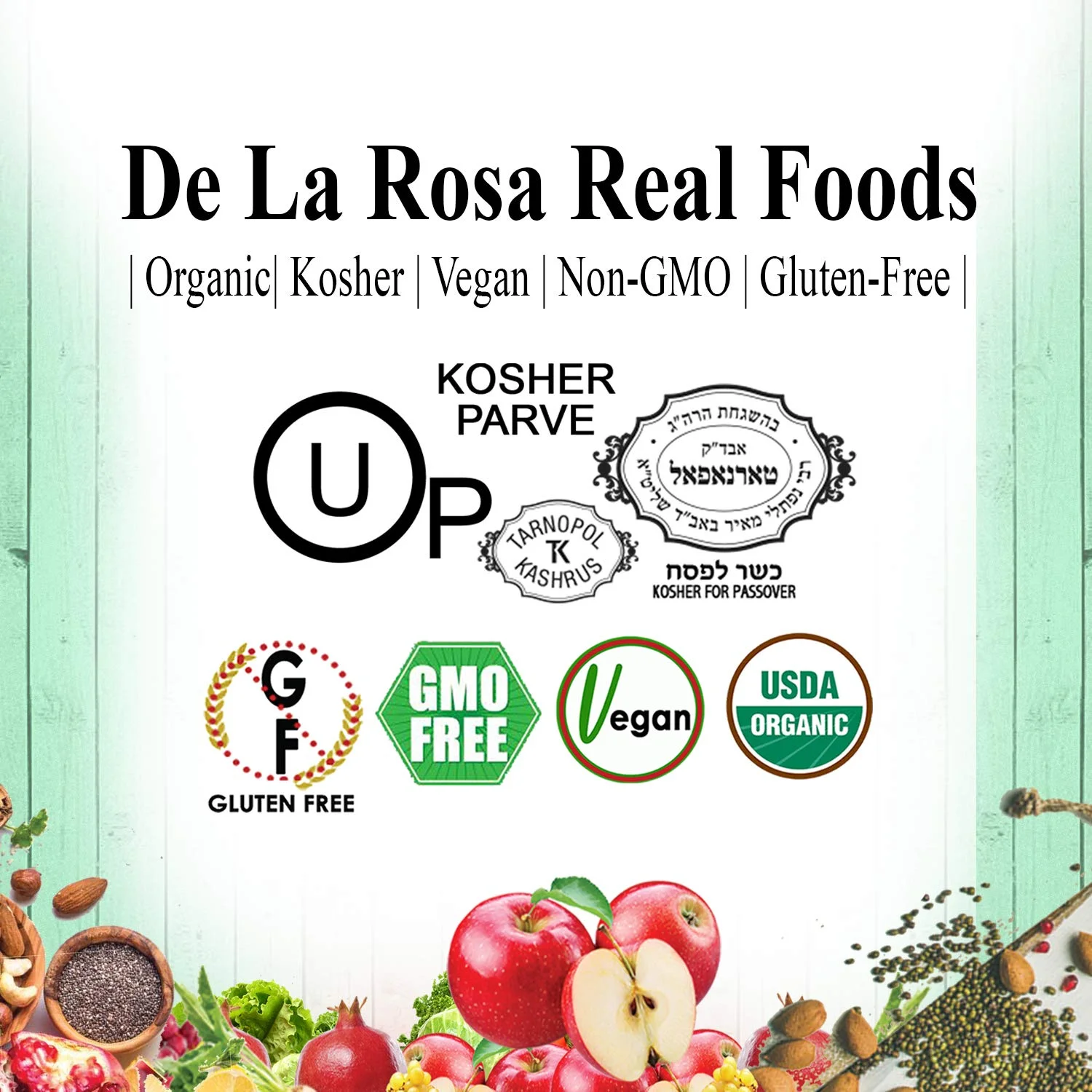 De La Rosa Organic Apple Cider Vinegar, Raw & Unfiltered, Kosher, Vegan,16.9 oz(Pack of 1)
