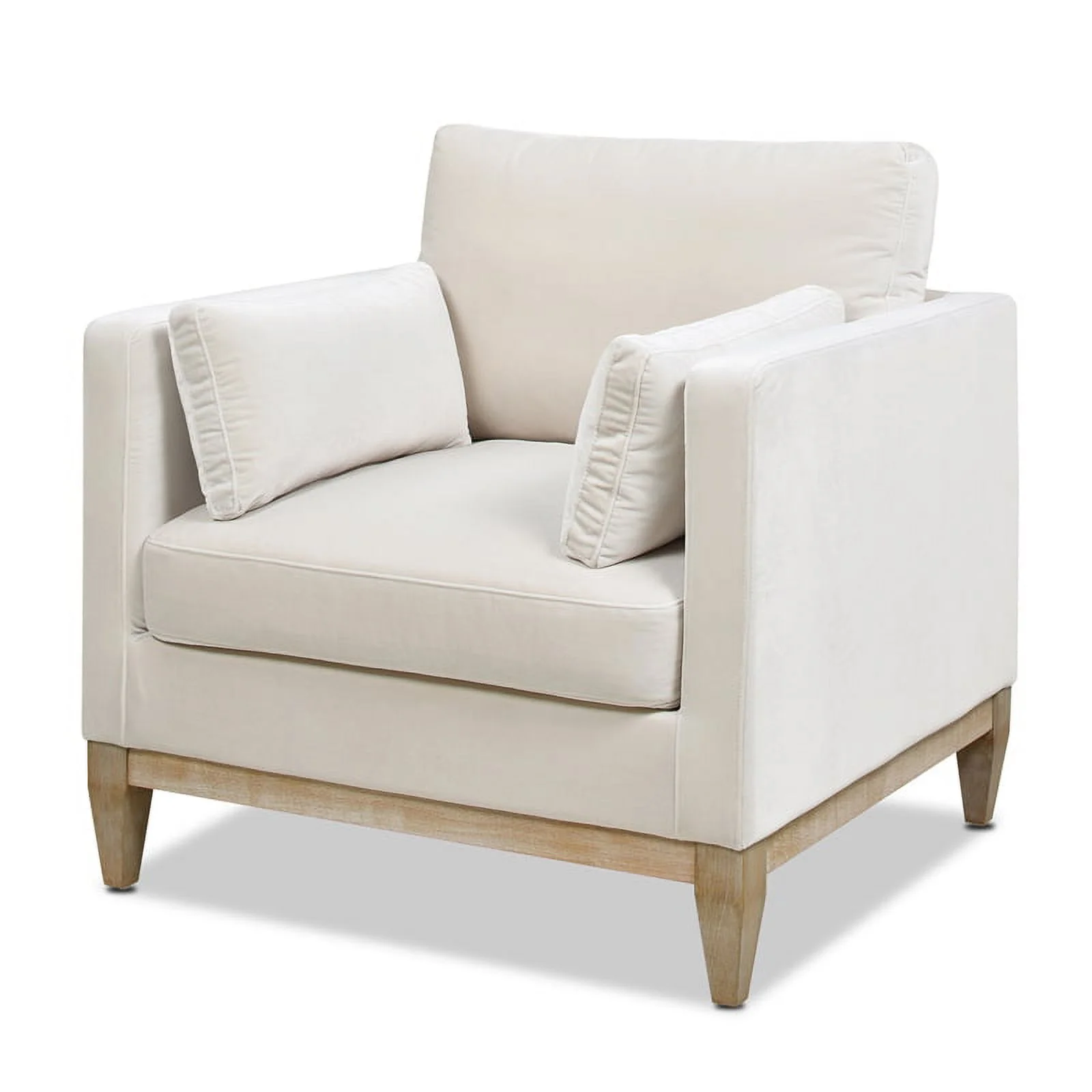 Knox Modern Farmhouse 3 Piece Velvet Arm Chair & Sofa Set in Beige