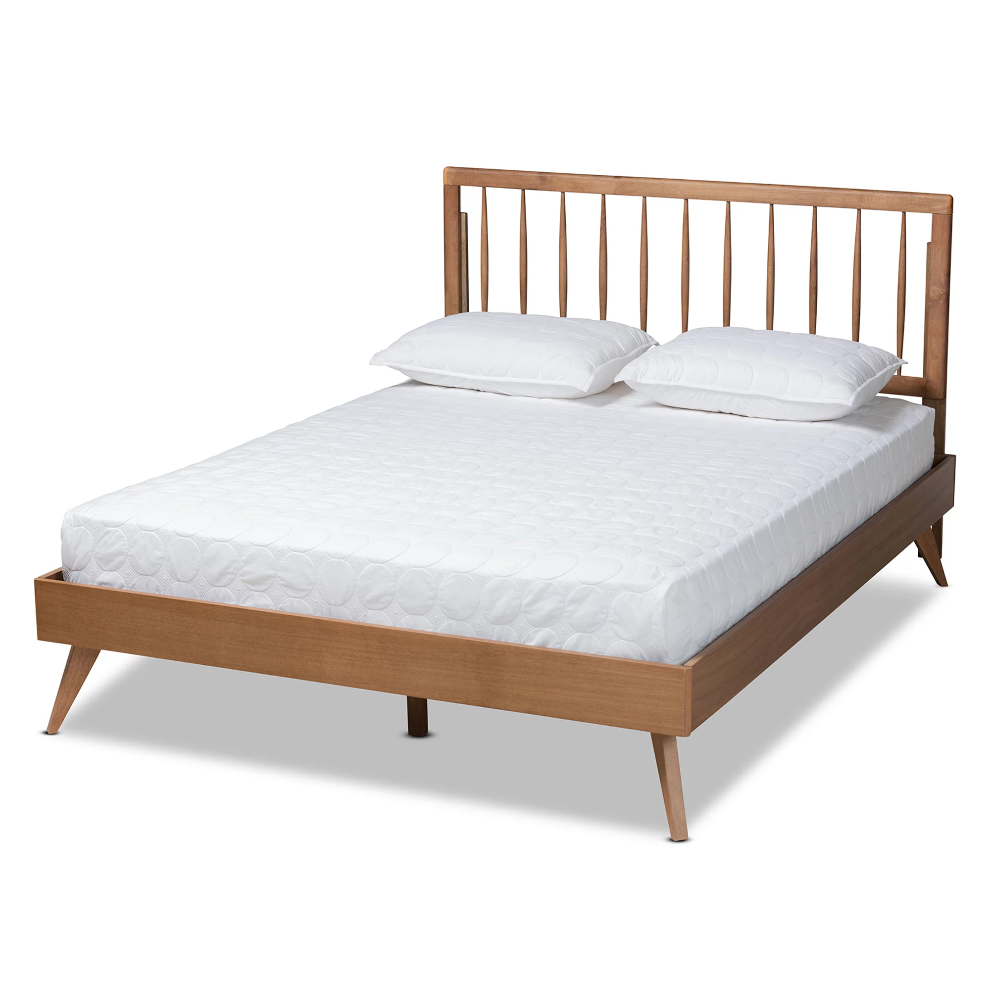 Baxton Studio Toru Mid-Century Wood Platform Bed, Full, Ash Walnut