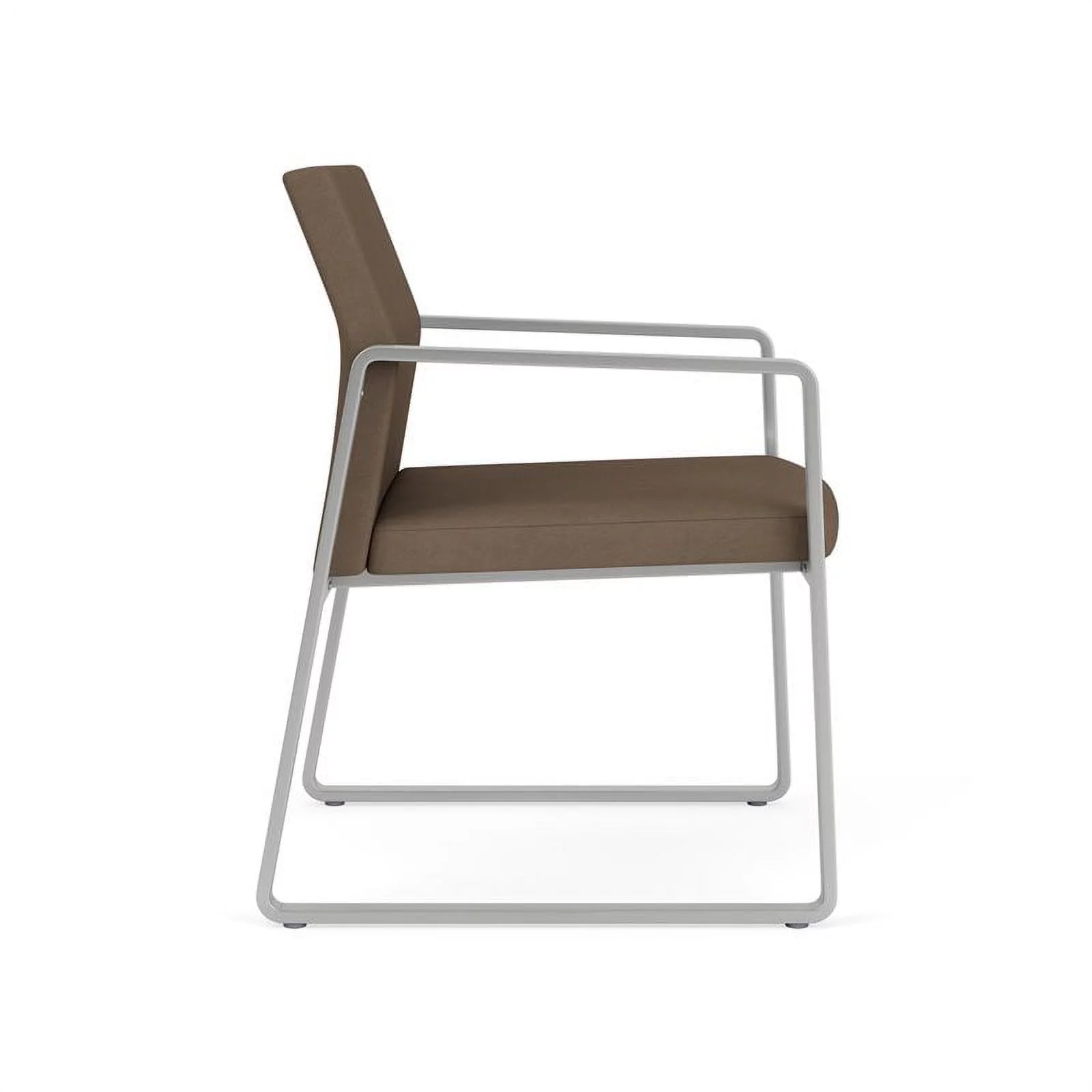 Lesro Gansett Polyurethane Guest Chair Waiting Room Guest in Silver/Castillo Quarry Brown
