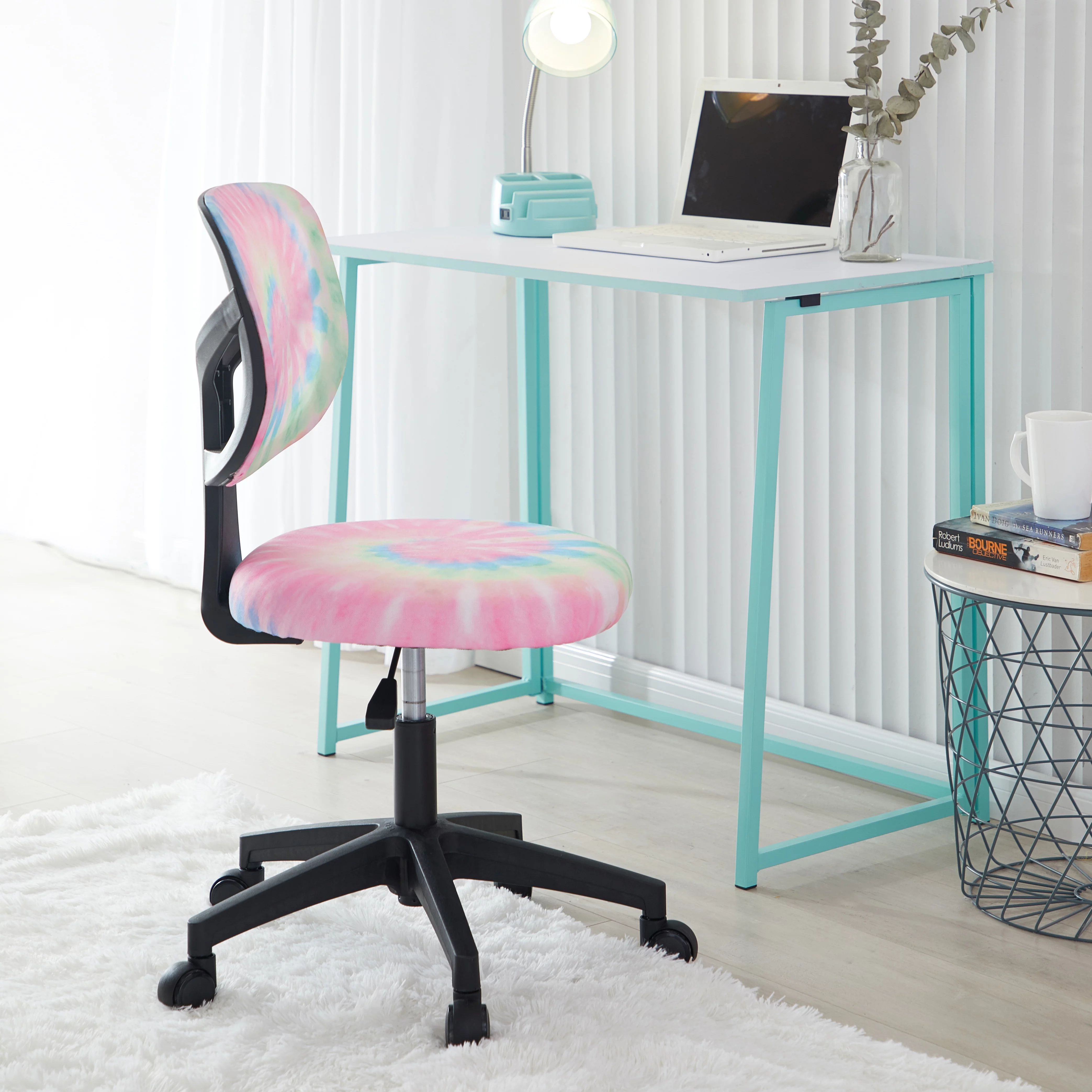 Justice Swivel Mesh Task Office Chair, Rainbow Tie Dye Pink