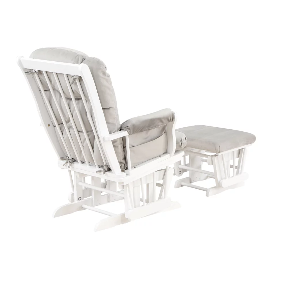 AFG Baby Alice Solid Wood Glider Chair and Ottoman in White