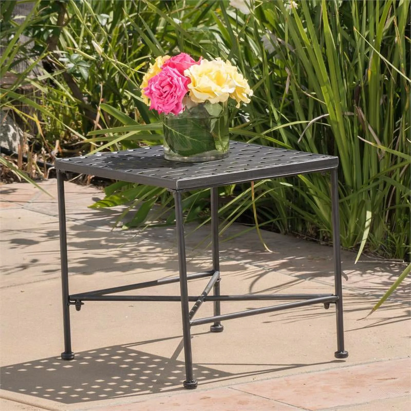 Noble House Petra Black Iron End Table