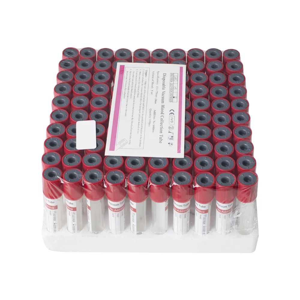 Vacuum Blood Collection Tubes No Additive Tubes 12 x 75mm 5mL100pcs Glass Medical